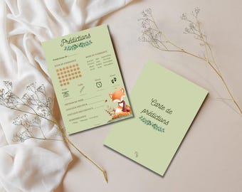 Carte pronostics naissance à imprimer / carte prédiction bébé pour baby shower ou gender reveal en français - Les Animaux De La Forêt