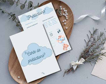 Céparty X25 Cartes Baby Shower Pronostic Naissance - Kit Gender Reveal Rose Et Bleu Pour Fête Prénatale