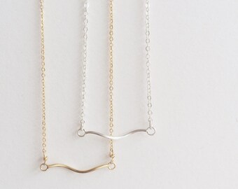 Wisp Necklace in Gold or Sterling Silver // Delicate Feminine Layering Jewelry // Choker Length Minimalist Gift for Her