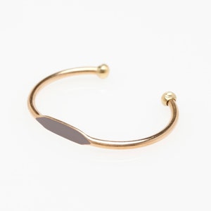 Smoke Grey Hand Painted Brass ID Cuff Bangle Bracelet // Modern Lover Gift // Minimalist Holiday Gift image 1