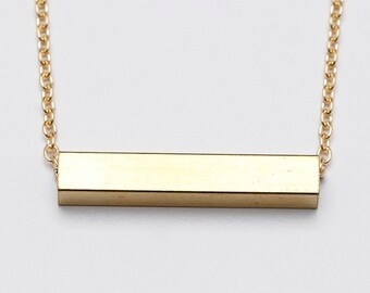 Minimalist Haber Geometric Gold Bar Necklace // Perfect Autumn Birthday Gift for Her // Modern Jewelry