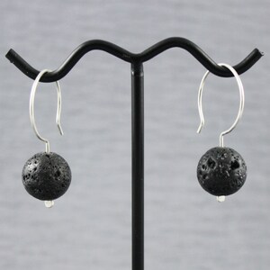 Sterling silver and lava stone earrings - dangle earrings - french wire style