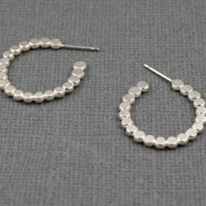 Sterling silver hammered hoop earrings size SMALL image 2