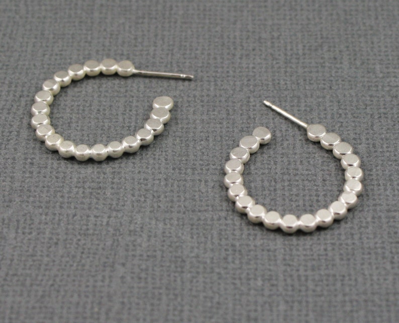 Sterling silver hammered hoop earrings size SMALL image 2