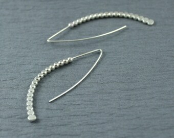 Sterling silver drop earrings - brushed finish - modern minimalist clean design