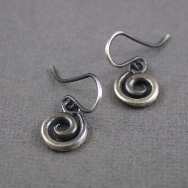 small spiral oxidized drop earrings