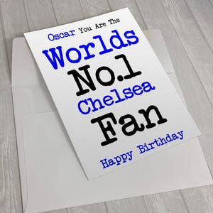 A5サイズ パーソナライズ 世界一のチェルシーファン 誕生日カード サッカー イングランドファンギフト 封筒付き お父さん お母さん 息子 娘