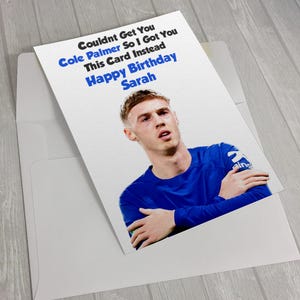Cole Palmer gepersonaliseerde verjaardagskaart Chelsea verjaardagskaart voetbal voetbal Engelse fan cadeau 5" x 7" wordt geleverd met envelop gepersonaliseerd
