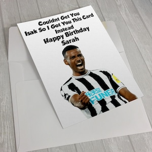 Carte d'anniversaire personnalisée Isak Carte d'anniversaire du club de football de Newcastle United, cadeau de fan de football anglais, carte personnalisée