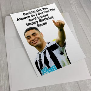 Almiron Gepersonaliseerde verjaardagskaart Newcastle United-verjaardagskaart voetbal Engelse fan cadeau