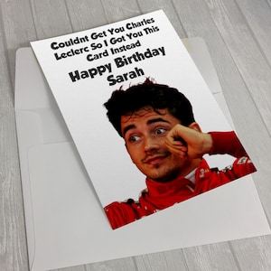 Carte d'anniversaire personnalisée Charles Leclerc, carte d'anniversaire Ferrari, cadeau fan de F1