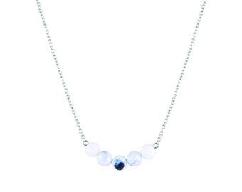 Silver necklace with stones