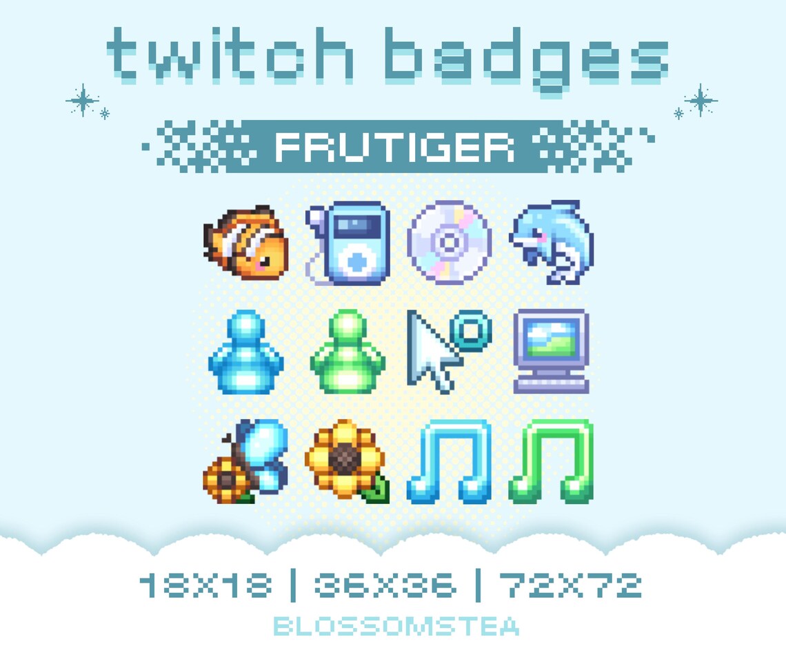 X12 Frutiger Aero Sub Badges | Webcore Pixel Bit Badges | Cute ...