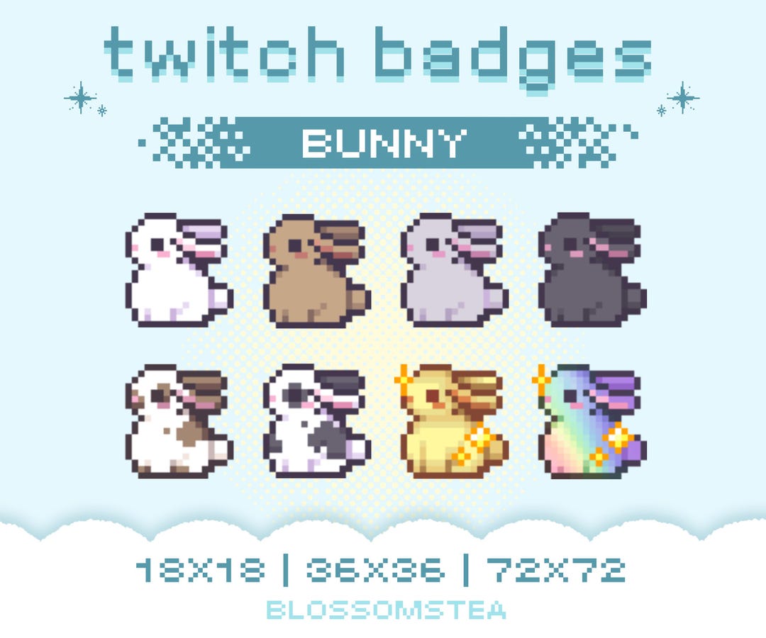 Steam Rabbit Badges X8 Kawaii Bunny Sub Badges | Rabbit Pixel Bit Badges | Kawaii Streaming ...