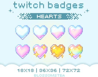 x8 Pink Herz Sub/Bit Badges für Twitch | Heart Container Pixel Art Materialien für das Streamen