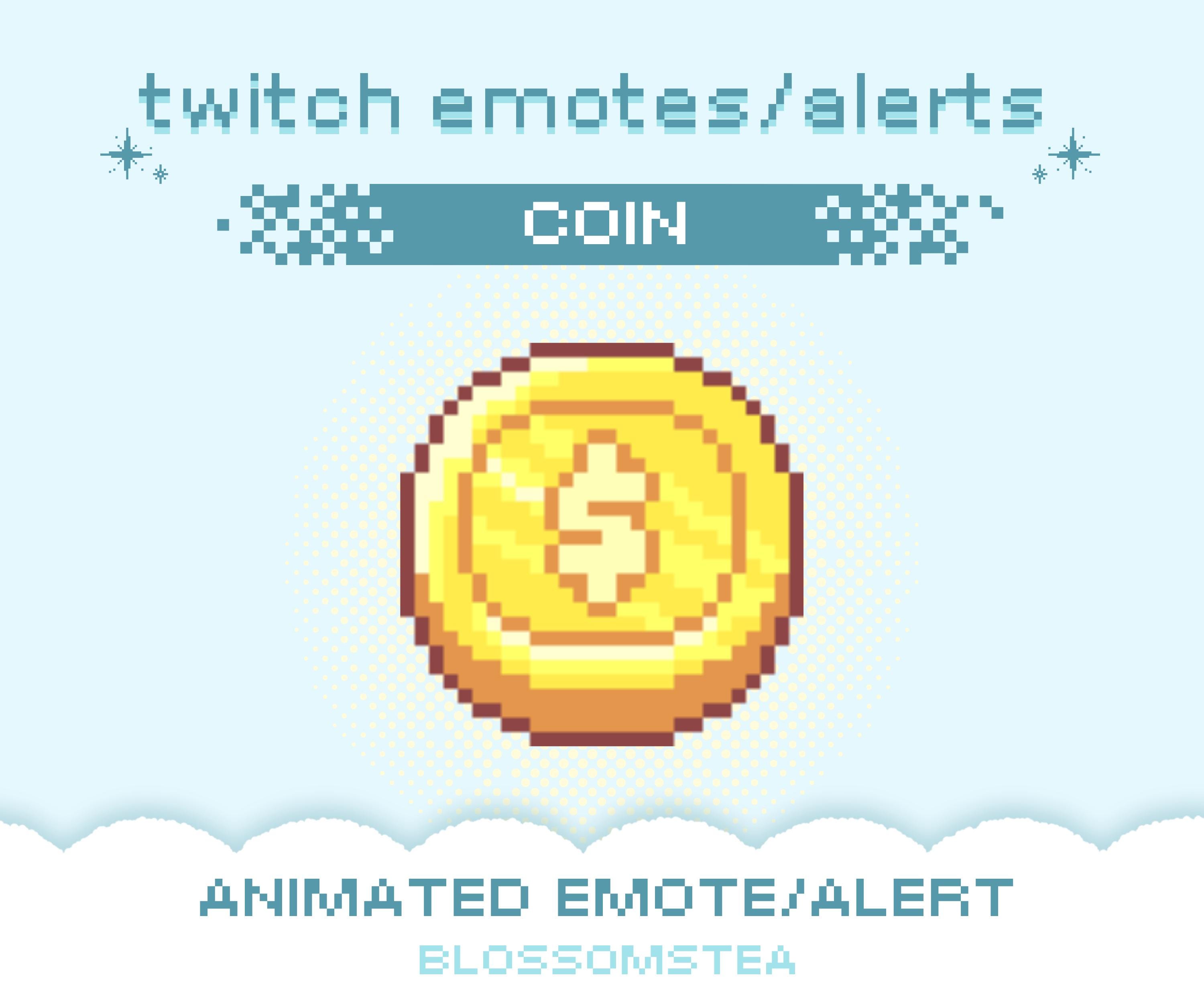 アニメーションコインアラート/エモート | ピクセル寄付アラート | 回転コインエモート | Twitch用ストリーミングアセット