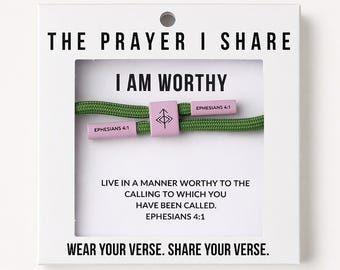 Ephesians 4:1  Bracelet | I Am Worthy | Jewelry for Christian Athletes | Sharable Prayer Bracelets |