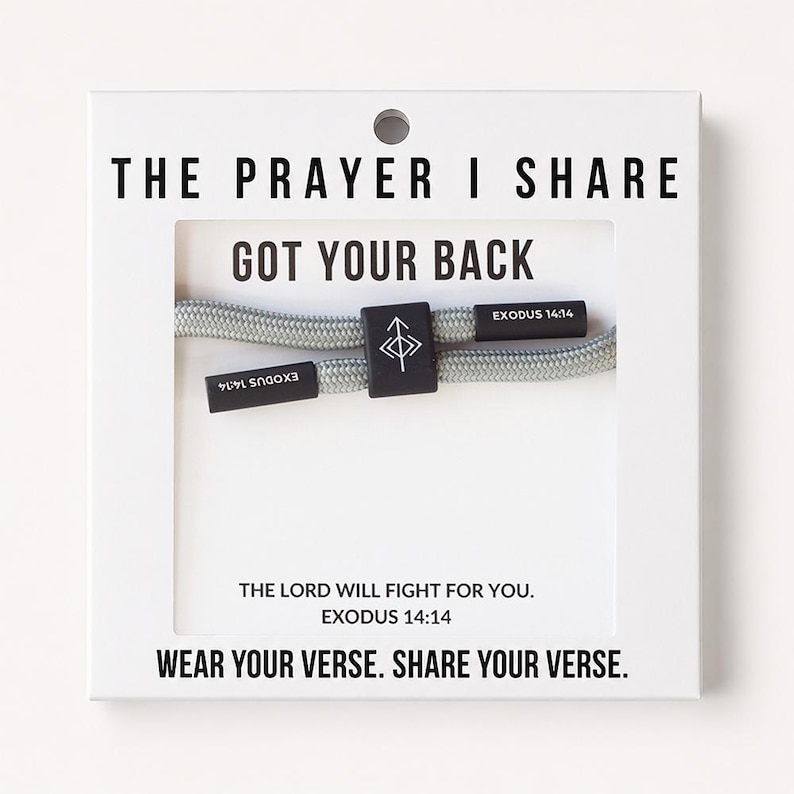 Exodus 14:14 Bracelet | Got Your Back Bracelet | Jewelry for Christian Athletes | Sharable Prayer Bracelets | Men's Bracelet afbeelding 1