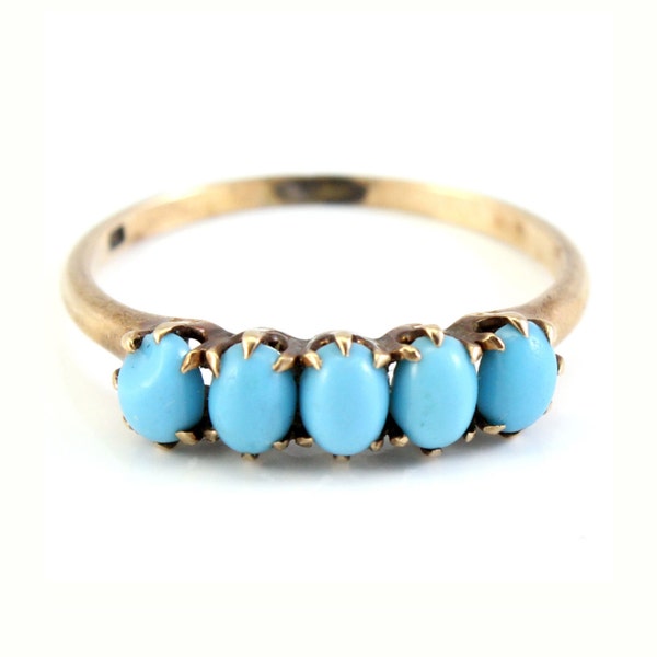 Antique Rose Gold Victorian CT Turquoise Band Ring