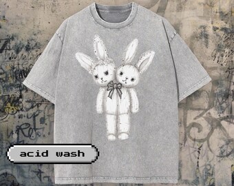 Avie muah ♥ Bear Rabbit Vintage Graphic T-Shirt Two Headed Bunny Y2K Oversized Tee | Vintage 2000s Bunny