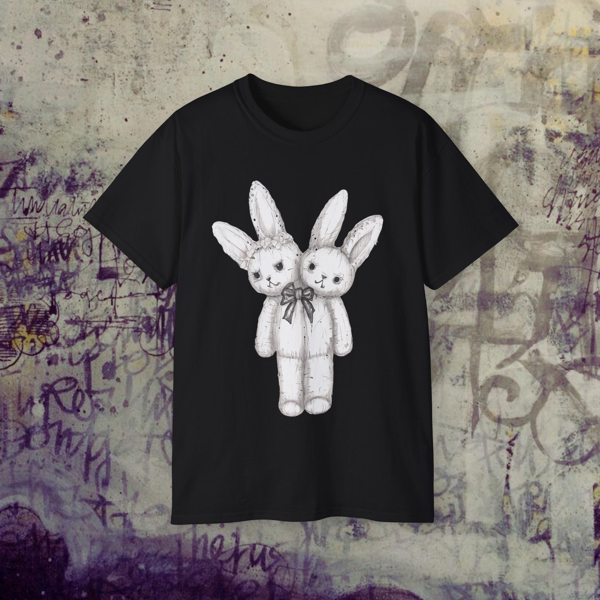 Two Headed Bunny Y2K Oversized Tee | Vintage 2000s Bunny