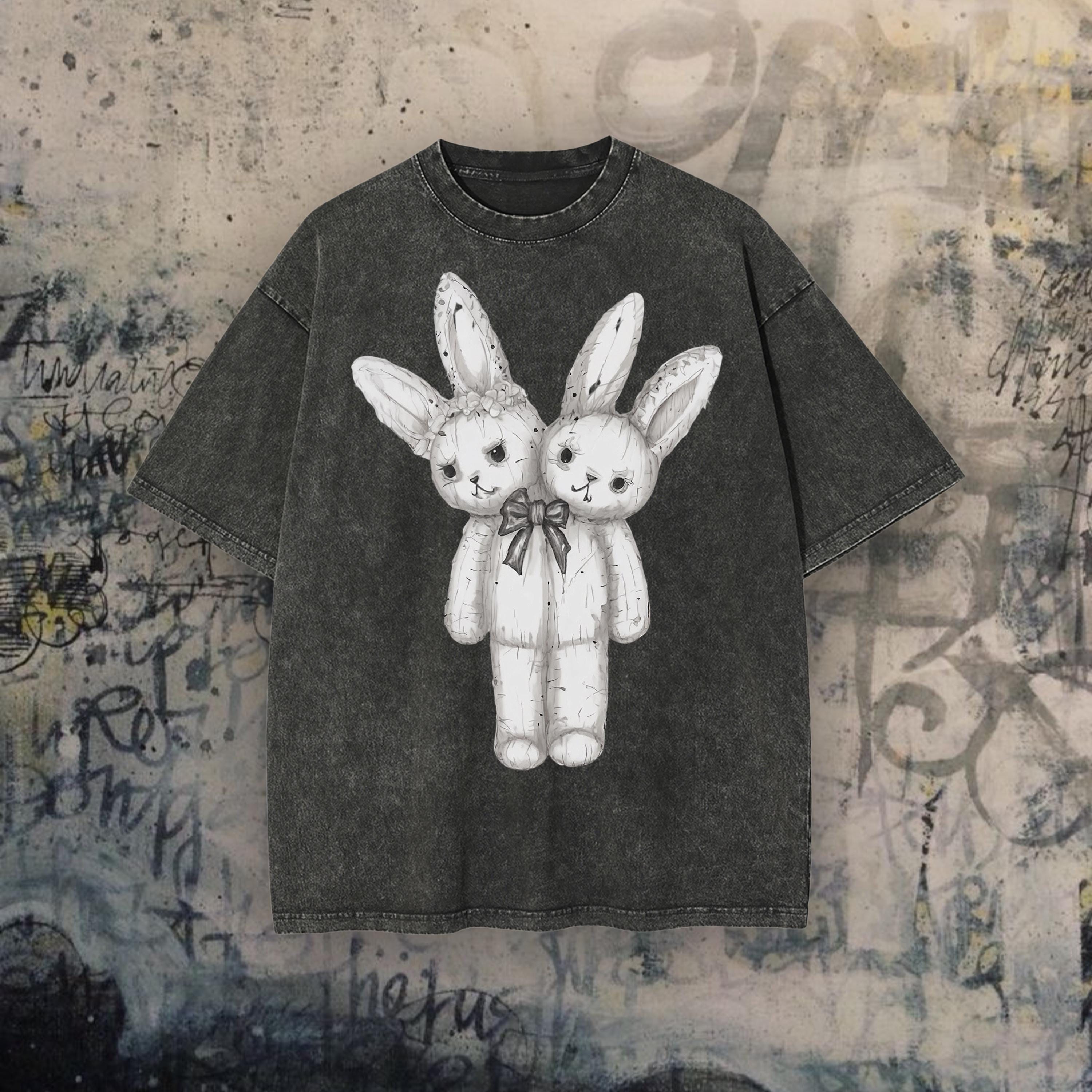 Two Headed Bunny Y2K Oversized Tee | Vintage 2000s Bunny