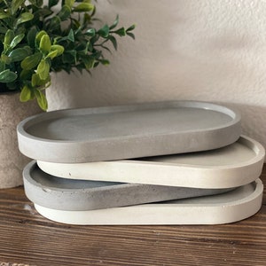 Bandeja ovalada de hormigón artesanal: porta velas, joyas y jabonera (mediana)