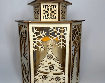 Christmas Scene 2 Candle Lantern