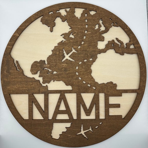 Personalized Wooden Name Sign (Globe)