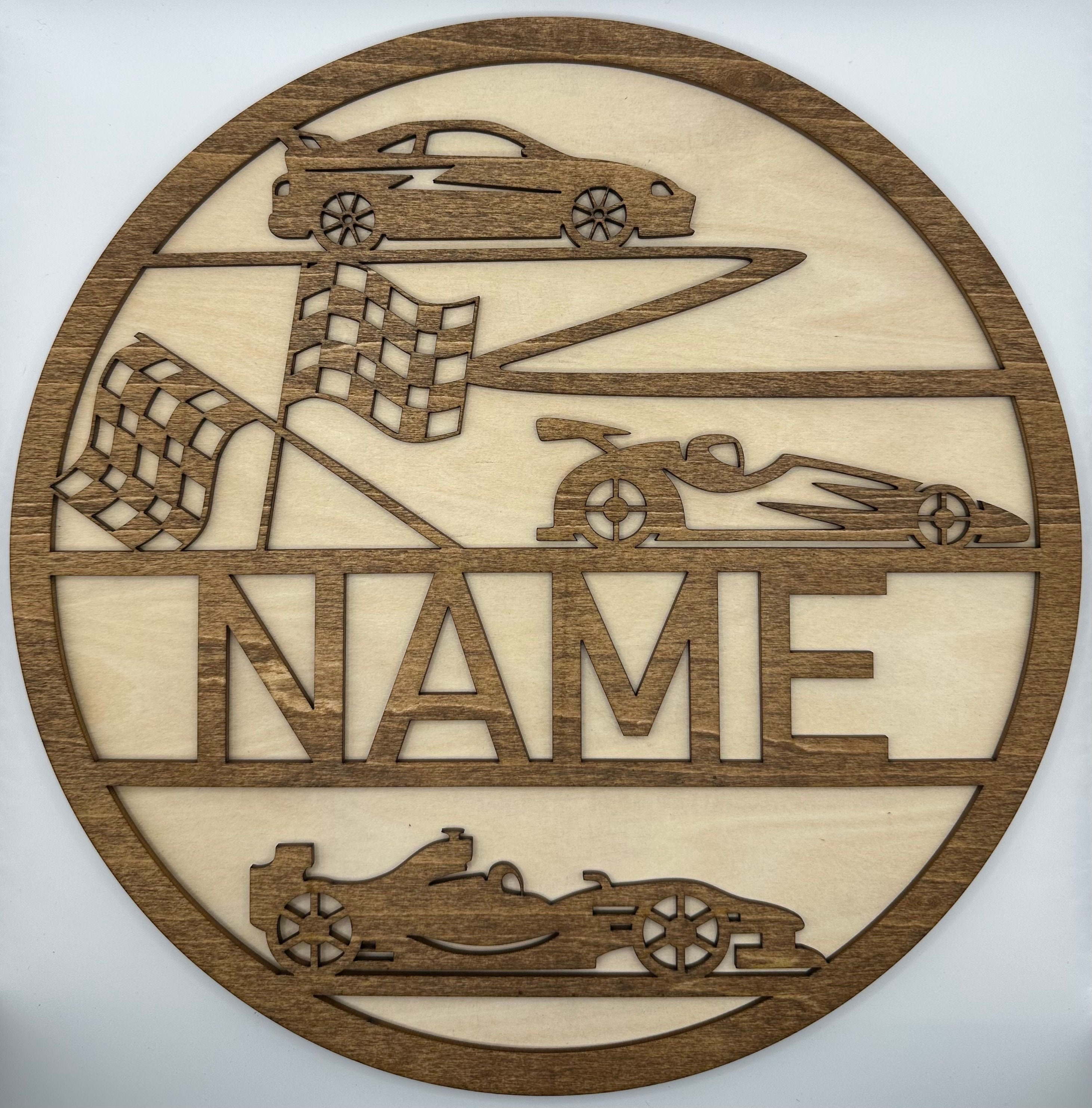Personalized Wooden Name Sign race Car - Etsy