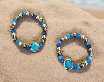 Turquoise & Gunmetal Bracelet
