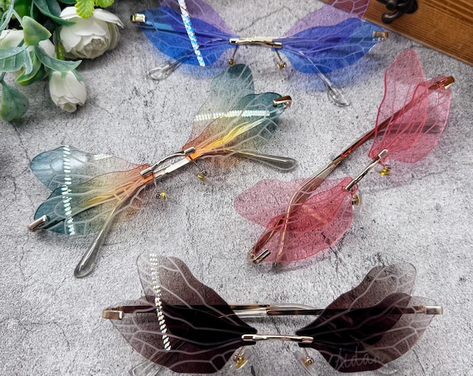 Dragonfly Butterfly Wing Glasses: Festival Costume Party Sunglasses
