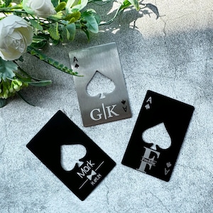 Personalisierter Flaschenöffner, Pik As Flaschenöffner, Poker Geschenk, Schwarzer Flaschenöffner, Party Favor, Kasino Poker Karte, Trauzeuge Geschenk