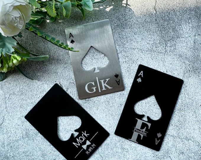 Personalized Spades Bottle Opener Ace: Stainless Steel Poker Gift, Best Man Gift, Bar Bottle Opener, Party Gift, Birthday Gift, Wedding Gift