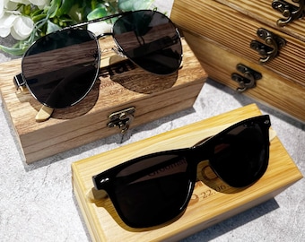 Lunettes de soleil de garçon d'honneur personnalisées, coffret cadeau pour homme d'honneur, cadeau pour la fête des mariés, cadeau en bois gravé, lunettes de soleil pour homme personnalisées