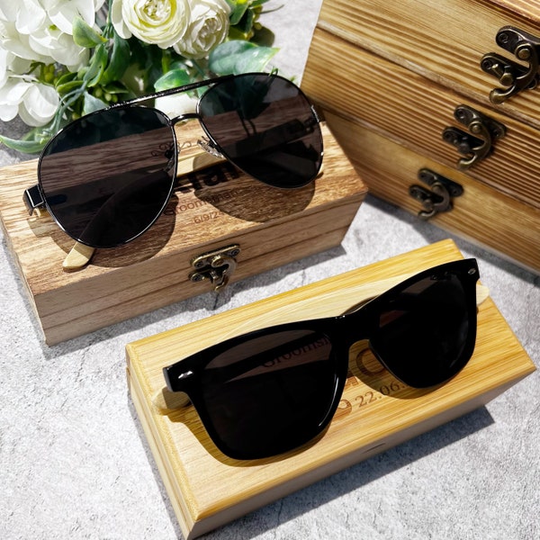 Customized groomsman sunglasses，best man Gift Box Set，Gift for the groom's party，Engraved Wooden Gift，Personalized men's glasses