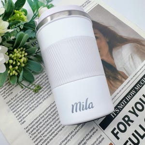 Personalised Coffee Cup,Bridesmaid Gift,Travel Cup,Gift For Her,Wedding Party,Wedding Coffee cup,Birthday gift,Insulated Stainless Steel Cup image 9