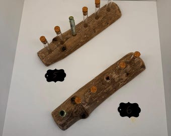 Reagenzglashalter für Trockenblumen und frische Blumen auf Sockel aus Treibholz, für Hochzeiten, super Geldgeschenk!