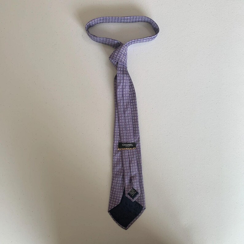 Chanel coco mark silk Neck tie authentic with COA image 8