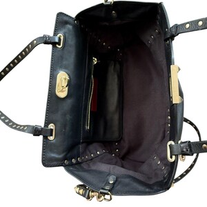 Valentino Garavani Vitello Rockstud Tote Bag Black Leather Removable Strap image 6