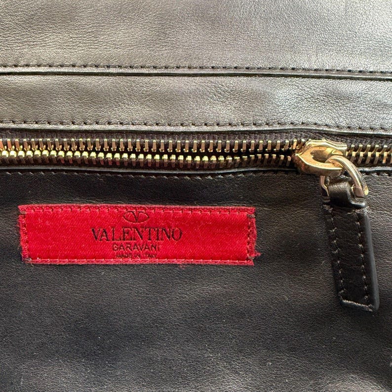 Valentino Garavani Vitello Rockstud Tote Bag Black Leather Removable Strap image 8