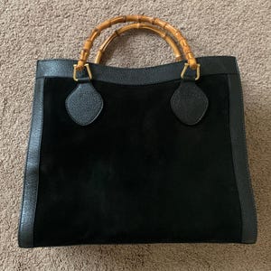 Authentic Gucci vintage bamboo handle Diana leather and suede bag
