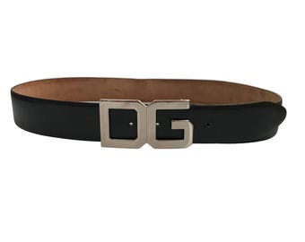 Dolce & Gabbana unisex black leather belt 90cm 36 inch Authentic with COA