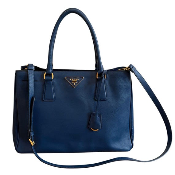Prada Saffiano Lux Galleria Double-zip Tote Bag Blue Leather