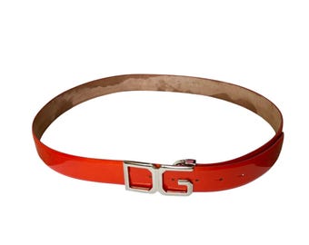 Dolce & Gabbana womens orange belt authentic with COA box dust bag 100cm 40 in