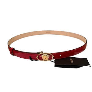 Versace NWT rött lackbälte i äkta läder, 95 cm och 38 tum bild 1