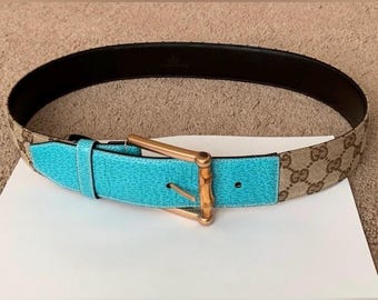 Vintage Authentic Belt Gucci Monogram brown Beige Belt Leather Canvas cintura Gucci Vintage fashion Design Belt Gucci Etsy Singapore
