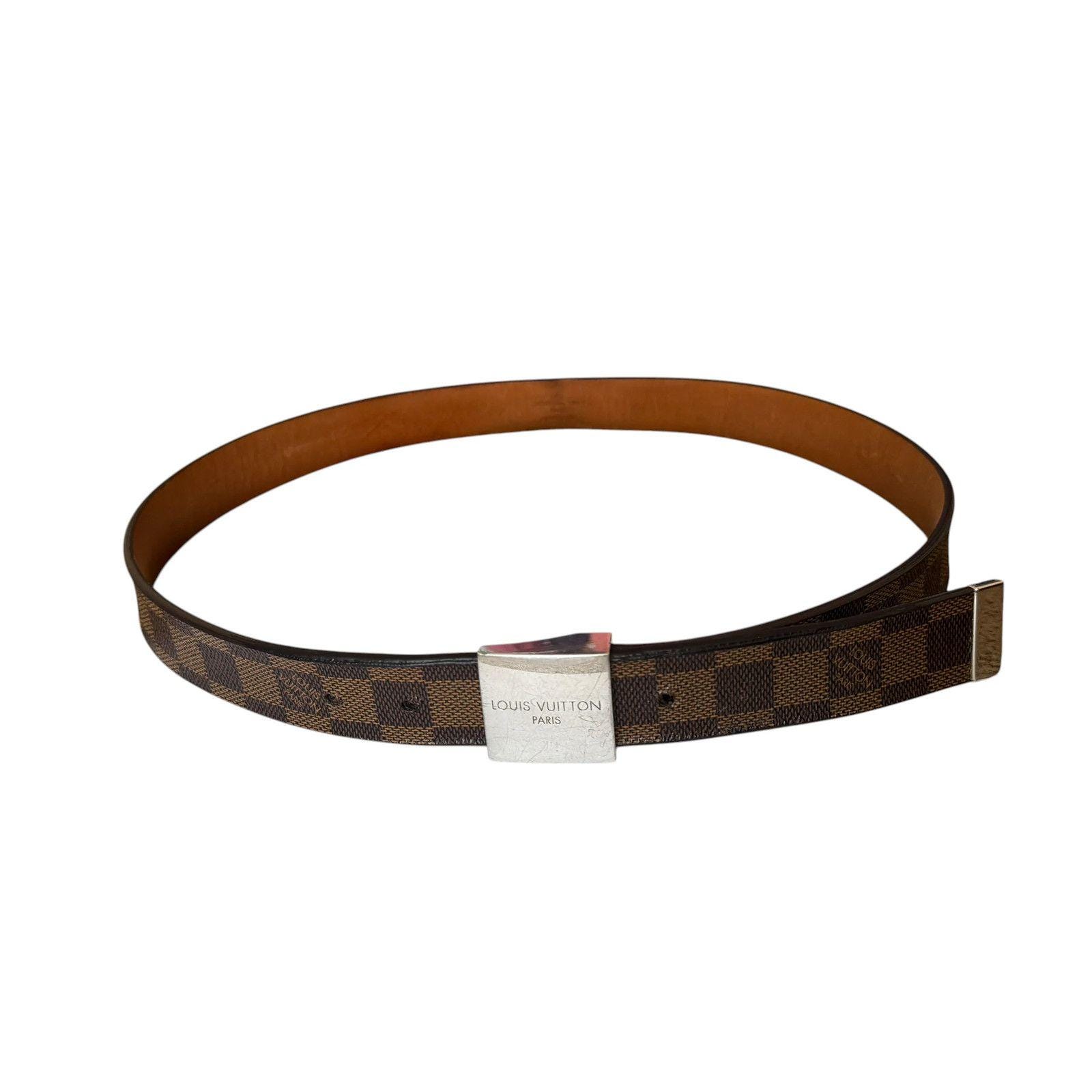 Louis Vuitton Mink Damier Collar Tippet Belt Brown Louis Vuitton LV Initiales Monogram Canvas Men Belt main image 3