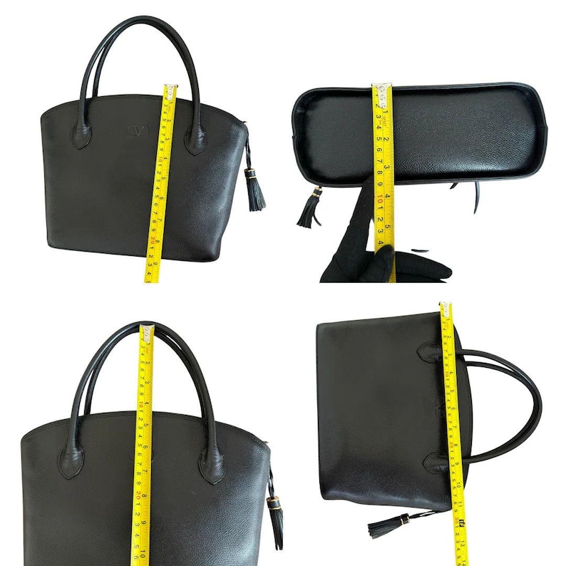 Valentino Garavani black leather V logo tassel handbag authentic with COA image 6