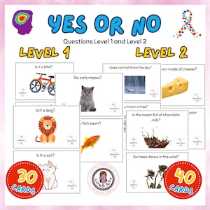 Maîtrise des questions oui-non : niveaux 1 et 2 pour les enfants autistes - 70 cartes